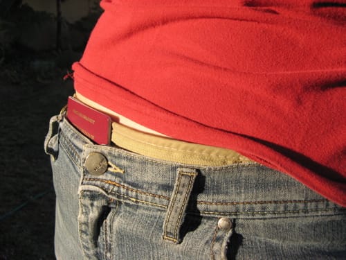 Cash belt inside pants